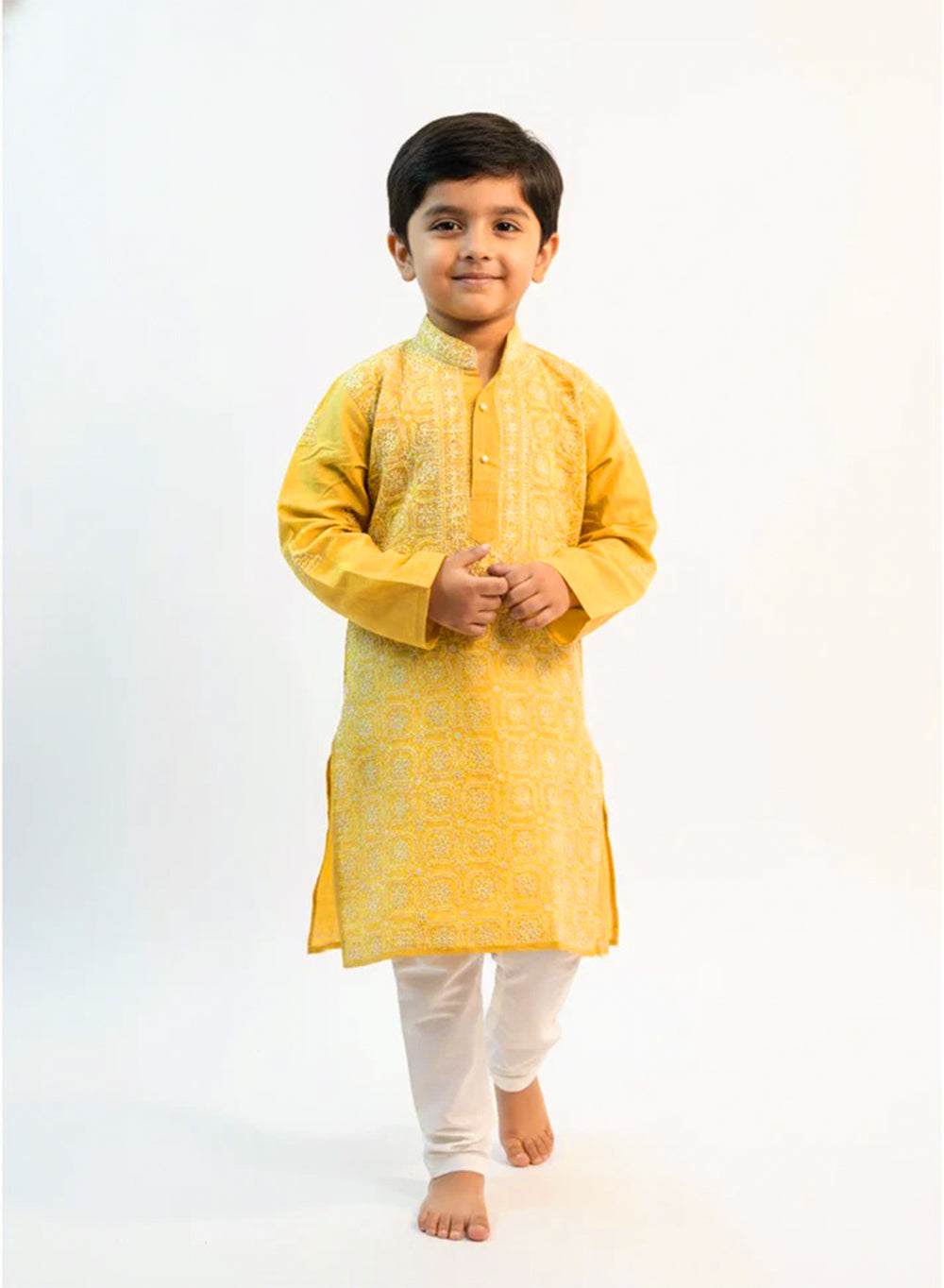 Mango Front Jaal - Cotton Chikankari Kurta