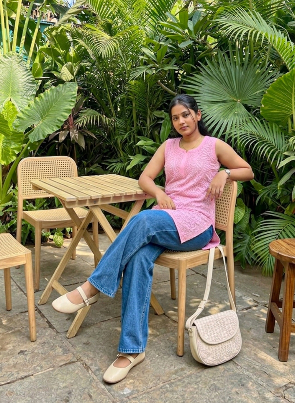 Pink - Gulshan Viscose Front Jaal Chikankari Shot Top