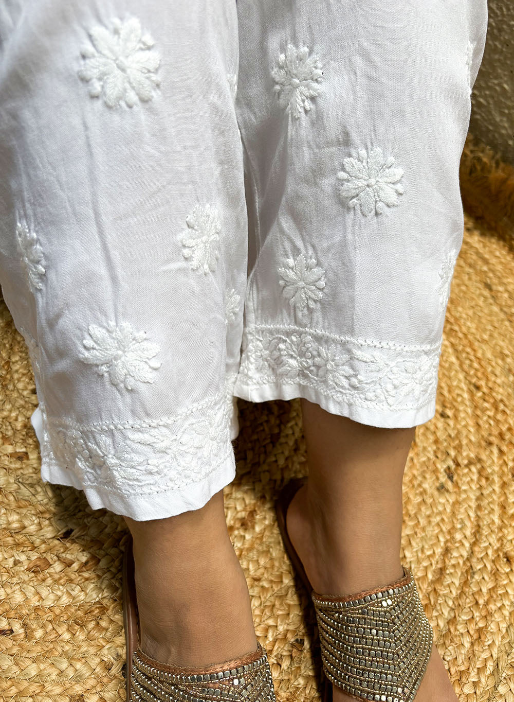 White Rayon - Ta'abeer Chikankari Palazzo