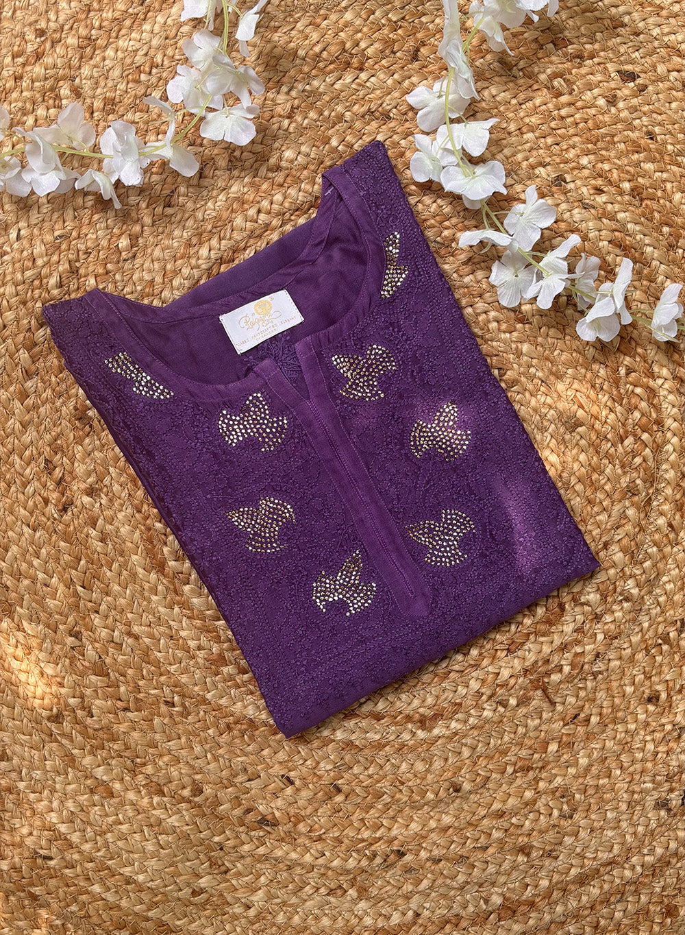 Swara Lavender - Anjuman Chanderi Cotton Chikankari Kurta