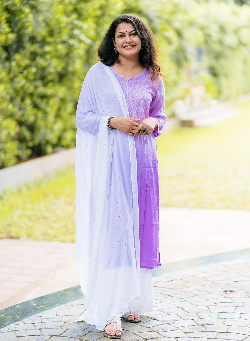 Sadgi Lavender Ombré - Bahaar Muslin Ombré Chikankari Kurta