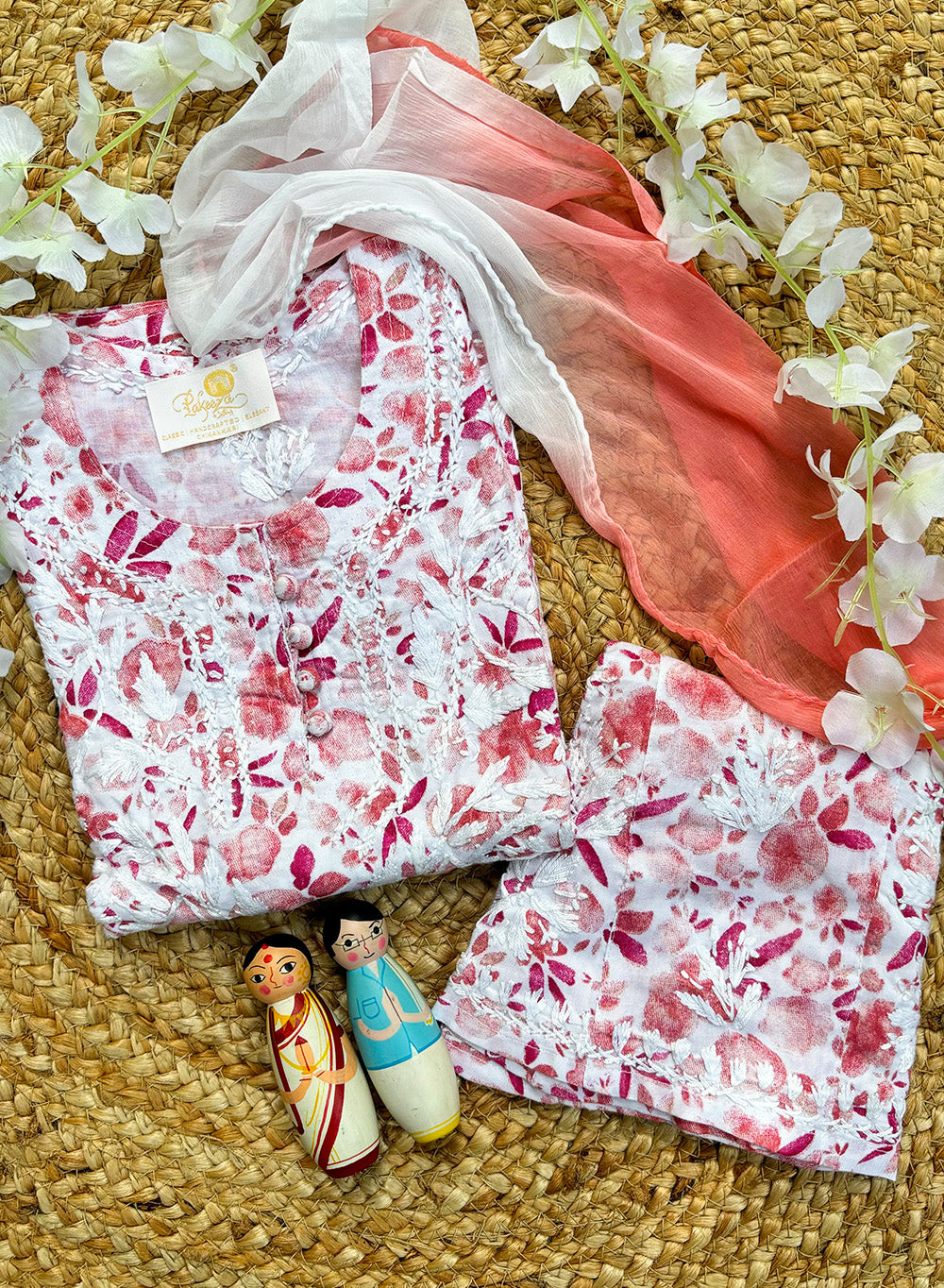 Gulnaar Pink Printed - Cotton Chikankari Kidswear Set