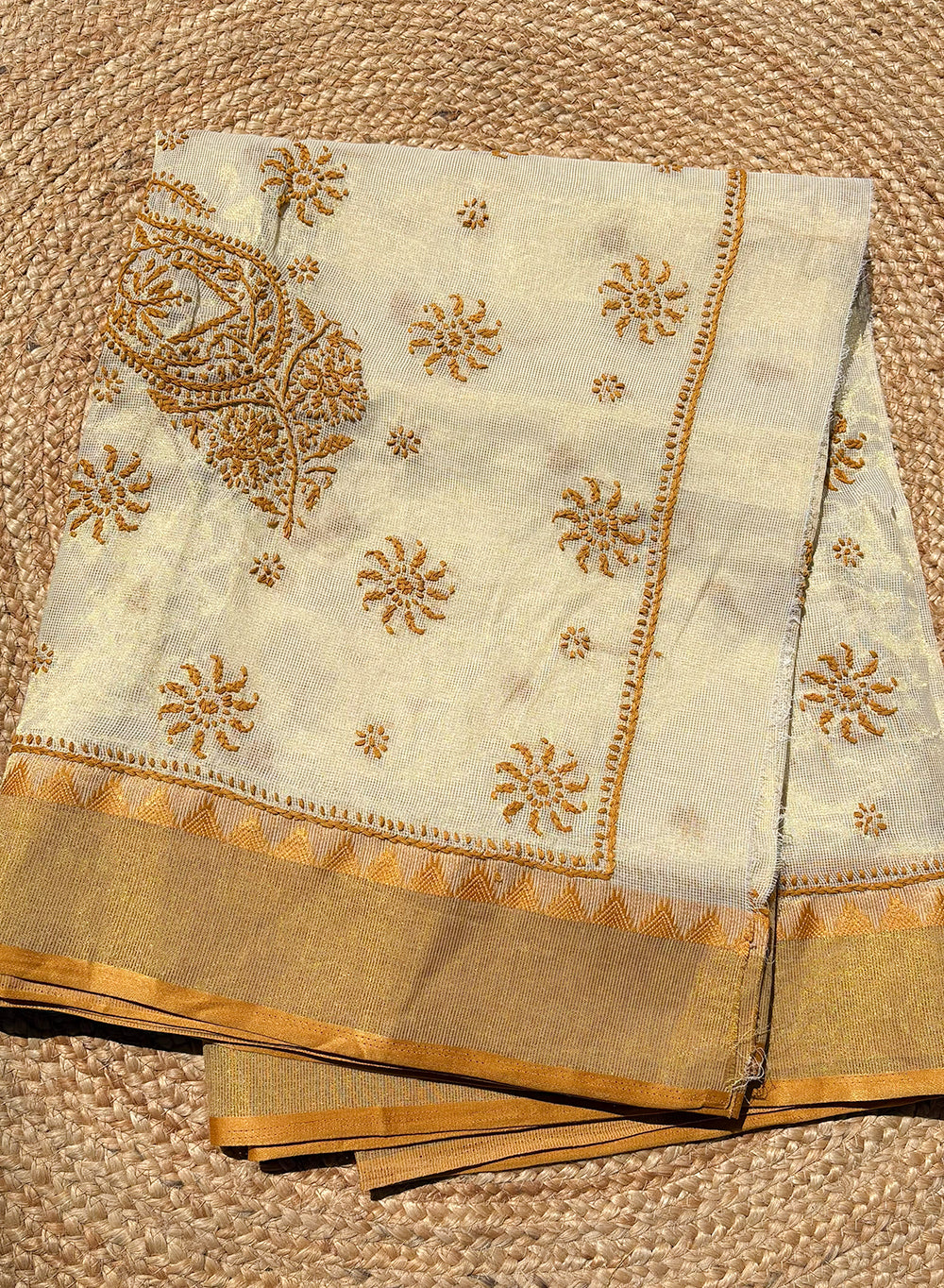 Yellow Dhoop Chaav - Aks Super Net Chikankari Saree