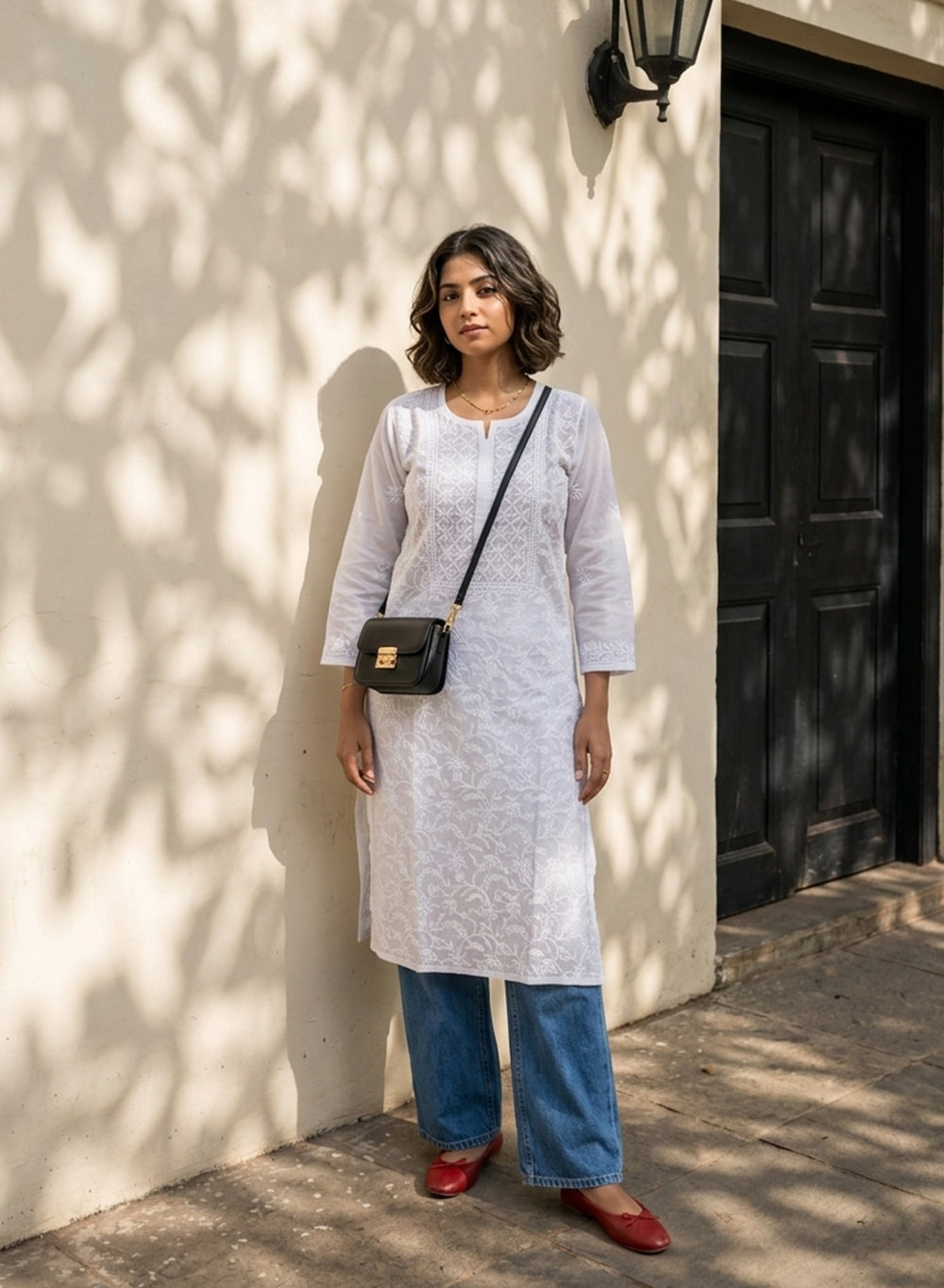 Mehak White - Cotton Terry Voile Bahaar Chikankari Kurta