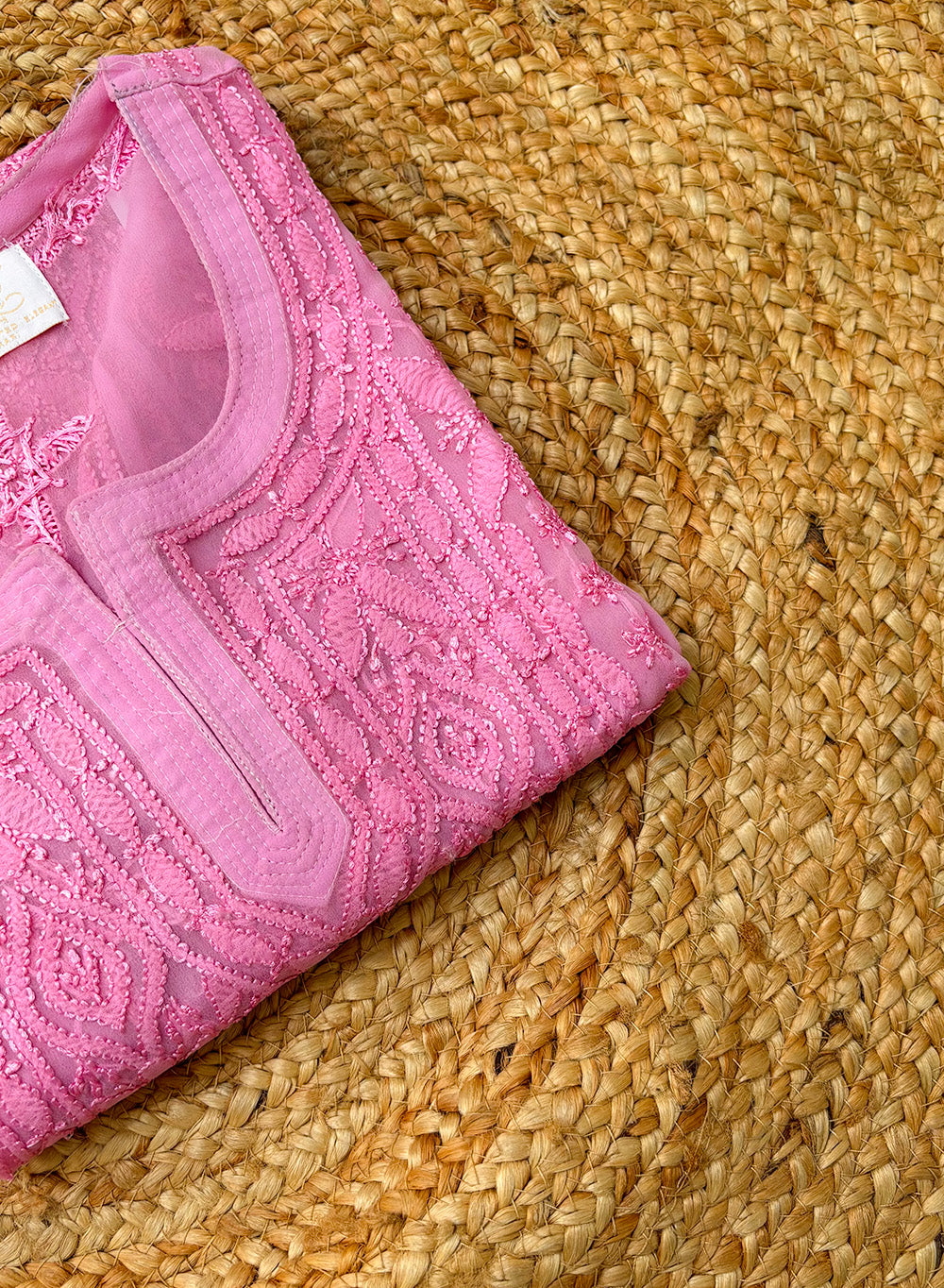 Pink - Gulzar Georgette Chikankari Short Top