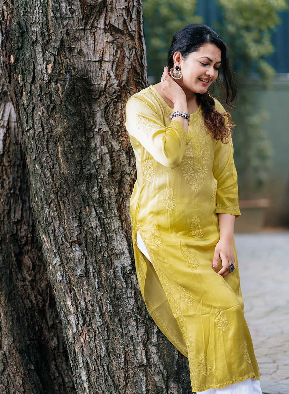 Meera Mustard - Bahaar Satin Chikankari Ombre Kurta