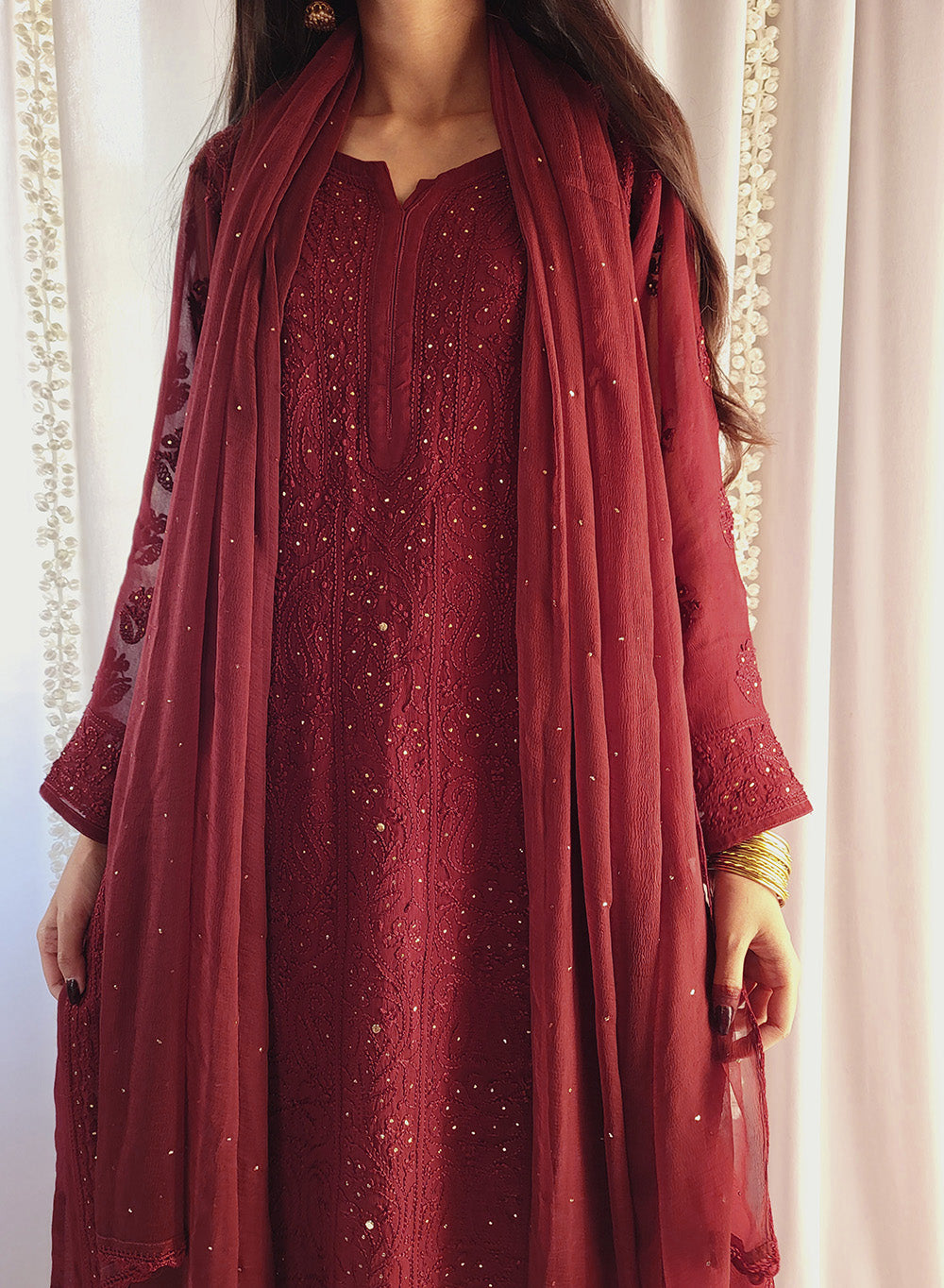 Mehrunisa Maroon- Nargis Full Viscose Set