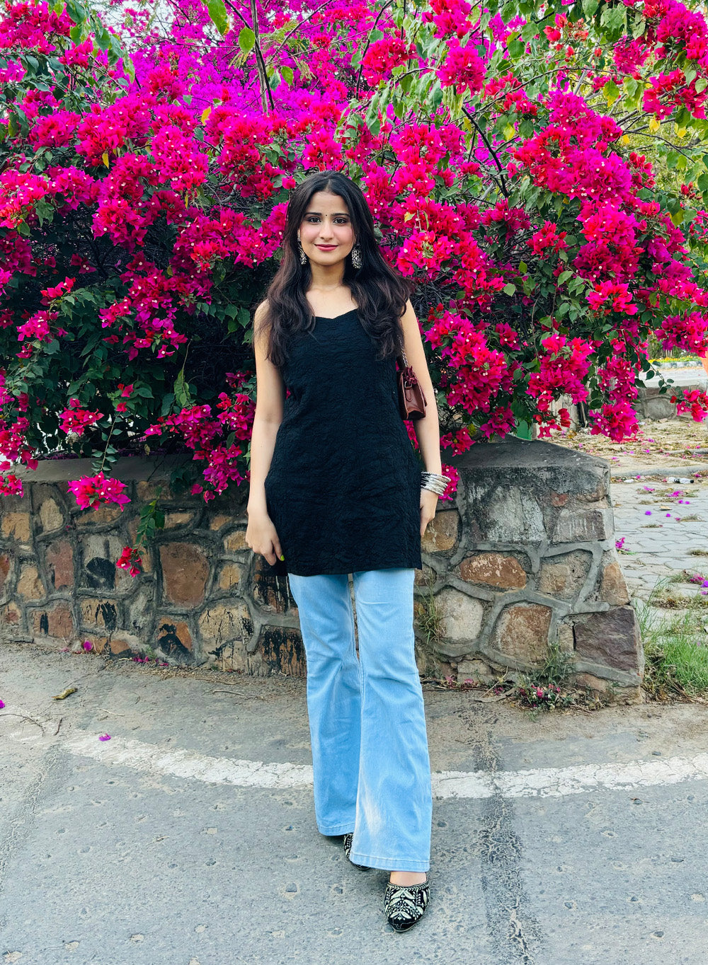 Noori Black Cotton - Bahaar Noodle Strap Kurta