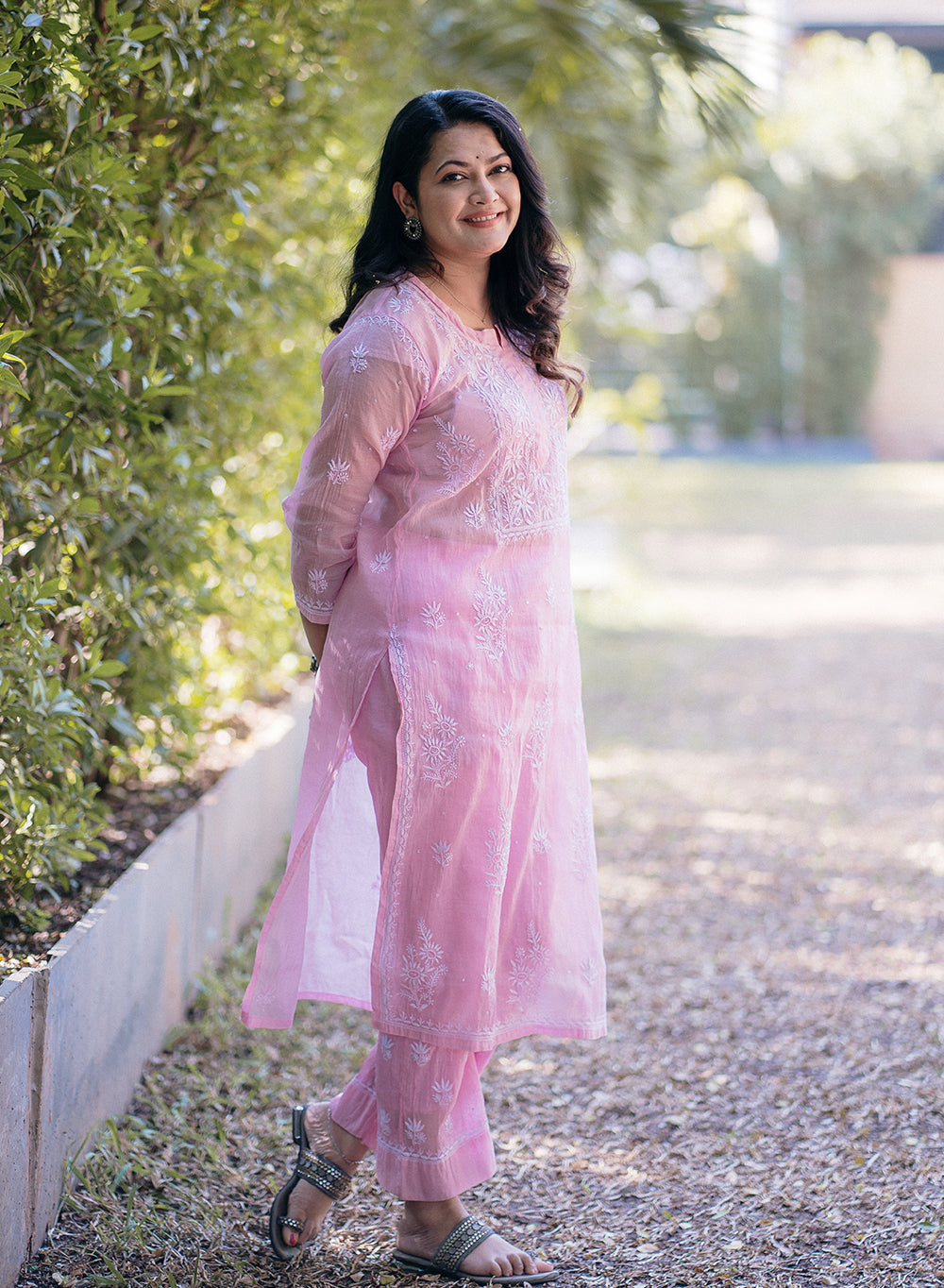 Eraya Baby Pink - Mul Chanderi Nargis Chikankari Set
