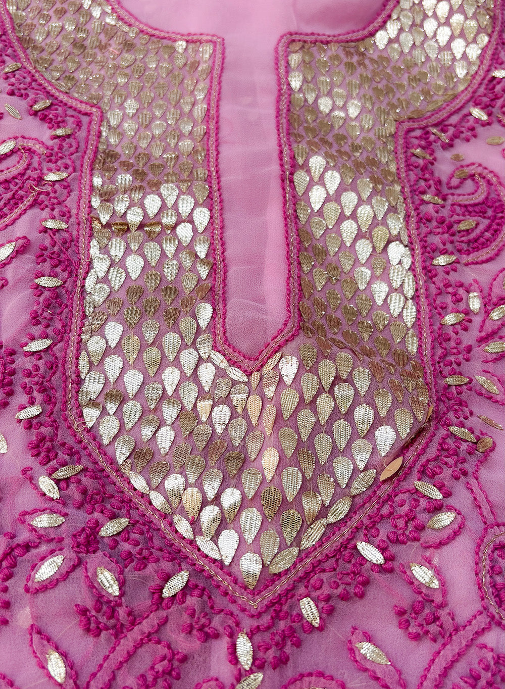 Pink Gota-Patti Georgette Chikankari - Nayaab Full Dress Set