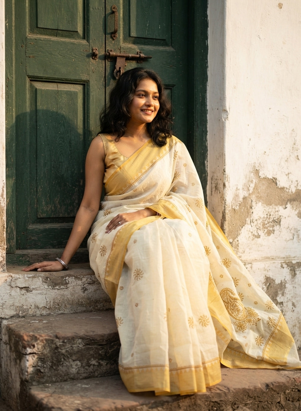 Mustard Dhoop Chaav - Aks Super Net Chikankari Saree