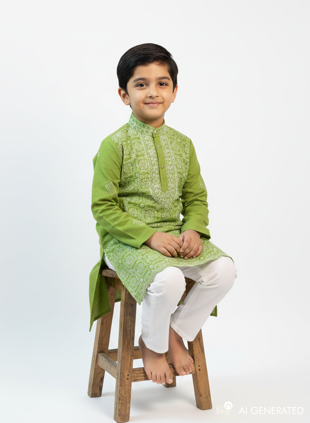 Green Front Jaal - Cotton Chikankari Kurta