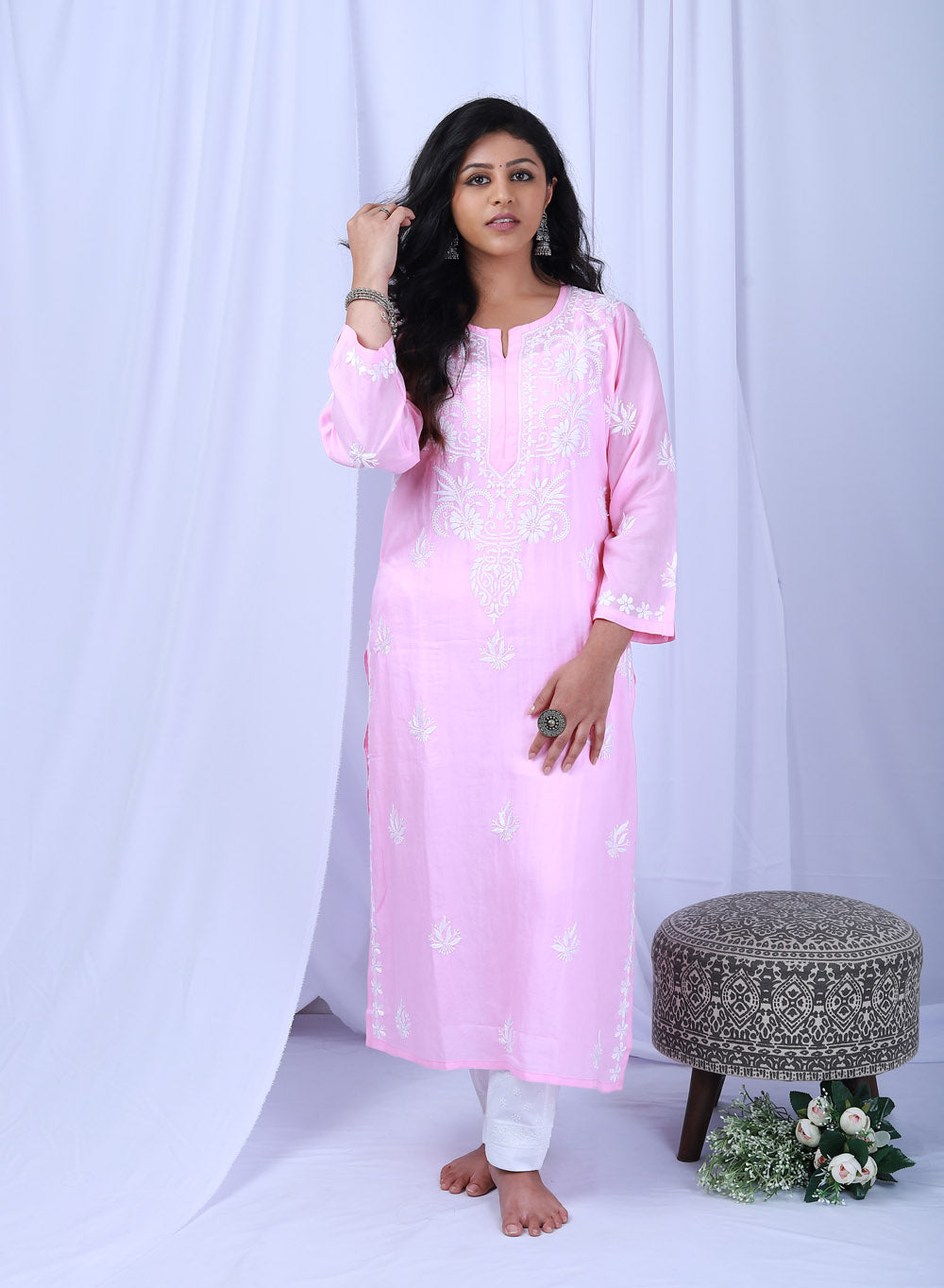 Afsoon Pink - Bahaar Modal Chikankari Kurta