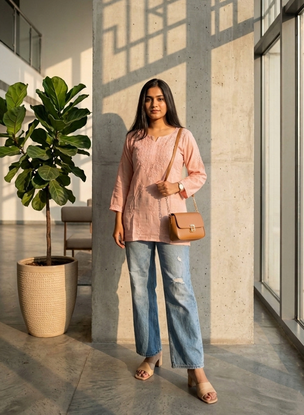 Alia Dusky Pink - Gulshan Muslin Chikankari Short Top