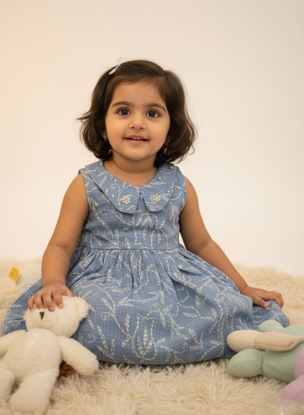 Kali - Blue Kota Cotton Chikankari Nanhe Farishtey Girls Frock