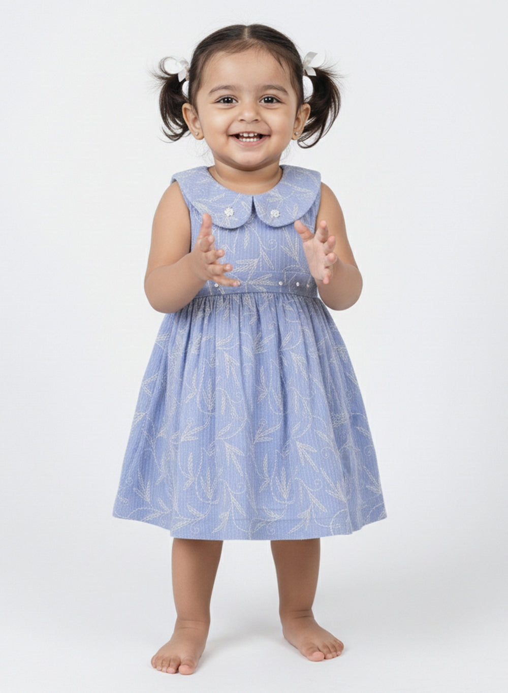 Kali - Lavender Kota Cotton Chikankari Nanhe Farishtey Girls Frock