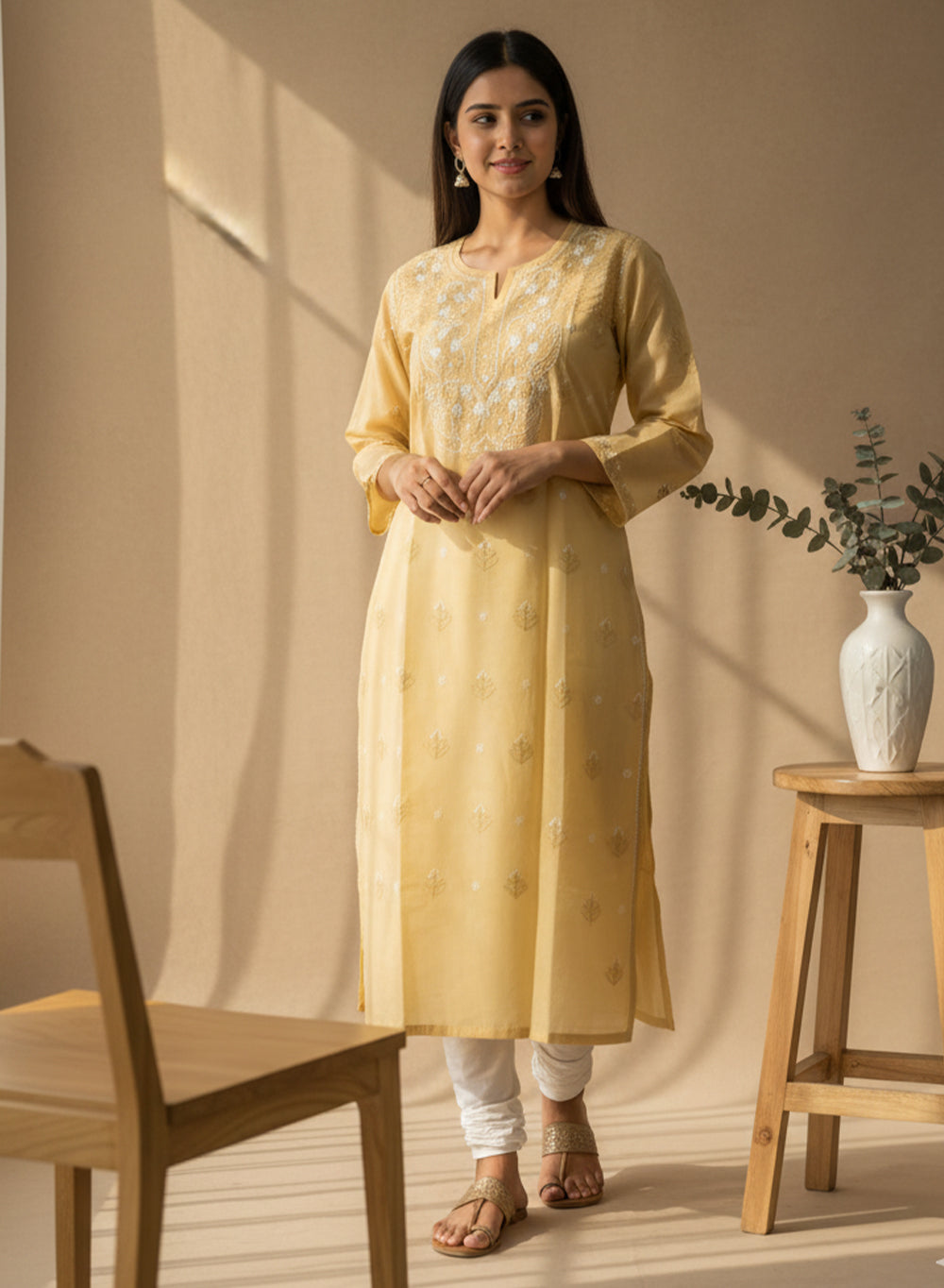 Muskmelon - Bahaar Cotton Terry Voile Chikankari Kurta