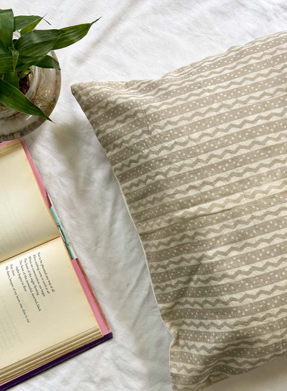 Beige Line - Gharaonda Cotton Cushion Cover
