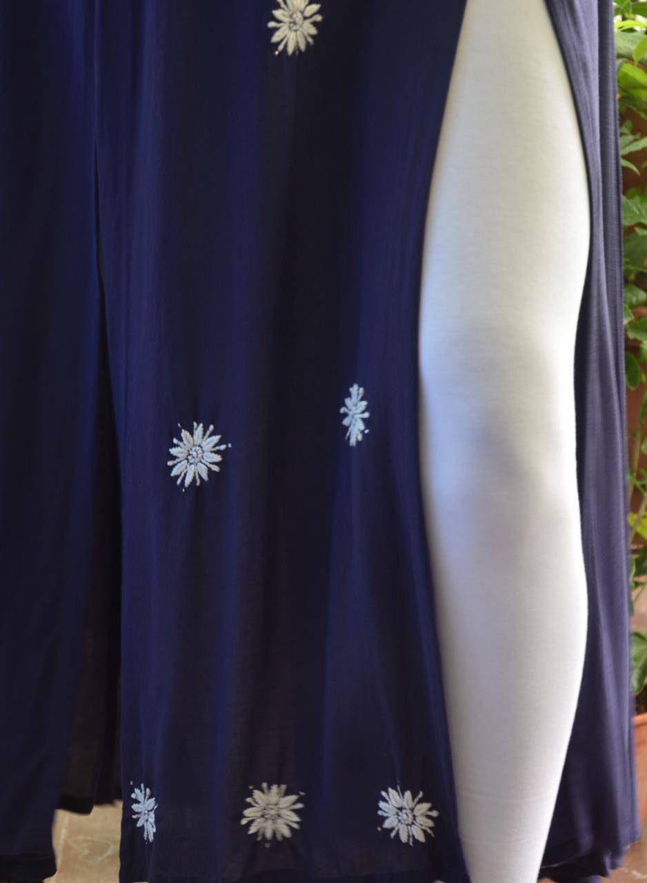 Navy Blue -  chikankari Bohemian Dress