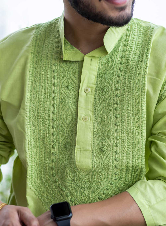 Light Green - Nawab Cotton Kurta