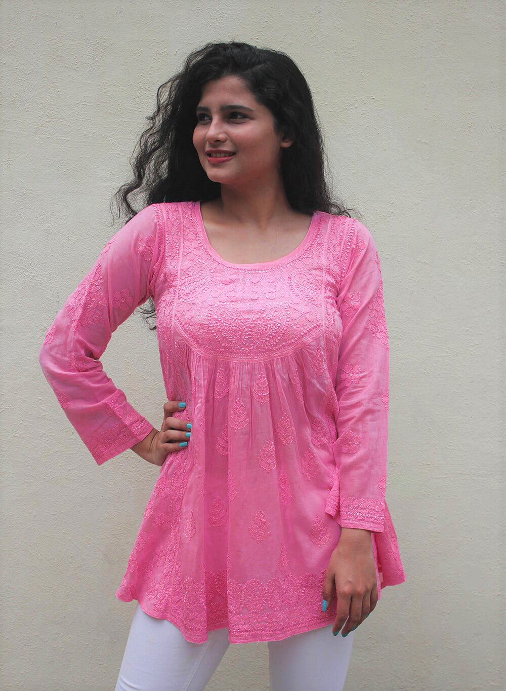 Dark Pink - Resham Thread Gulshan Short Top