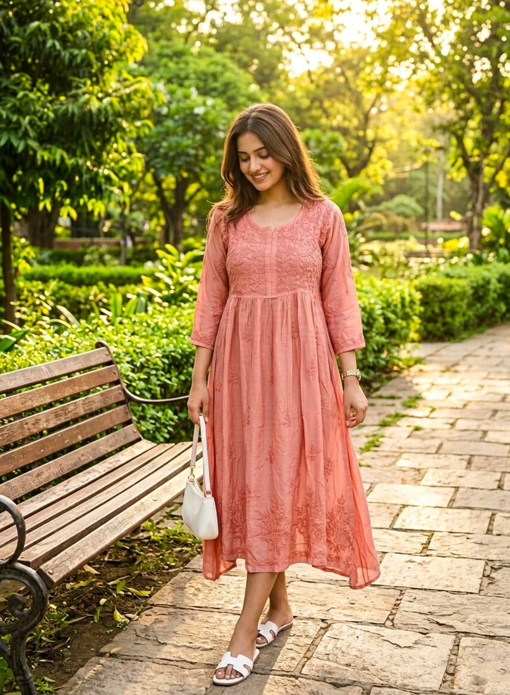 Mirha Dusky Pink - Aarzoo Muslin Hand Embroidered Chikankari Kurta