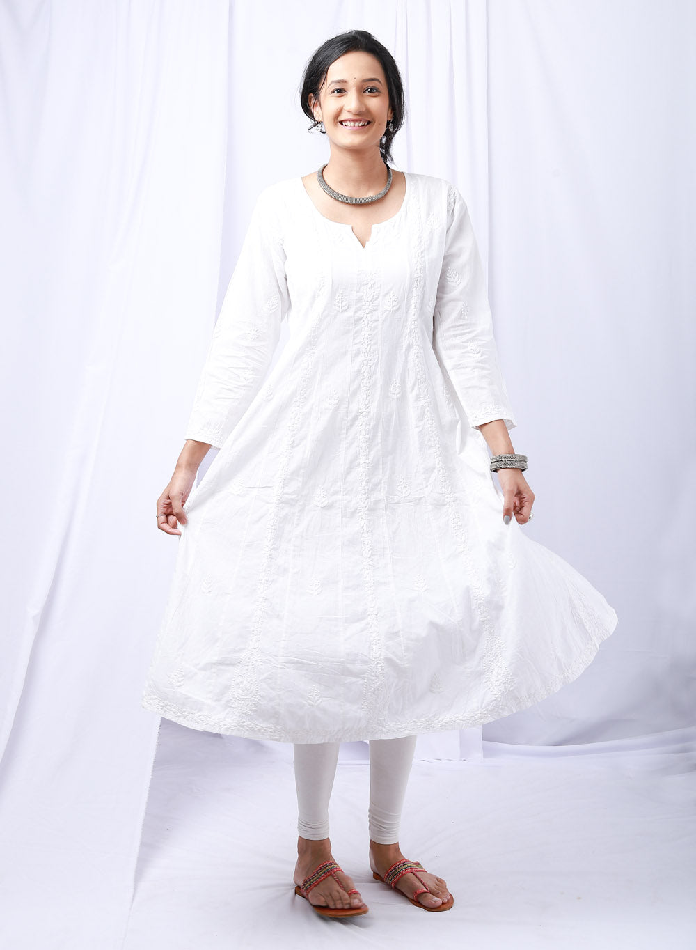 Jui White - Bahaar Pure Cotton Chikankari Anarkali