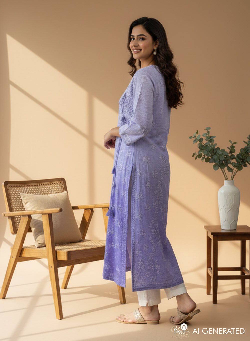 Lavender Ombre - Bahaar Dobby Cotton Chikankari Kurta