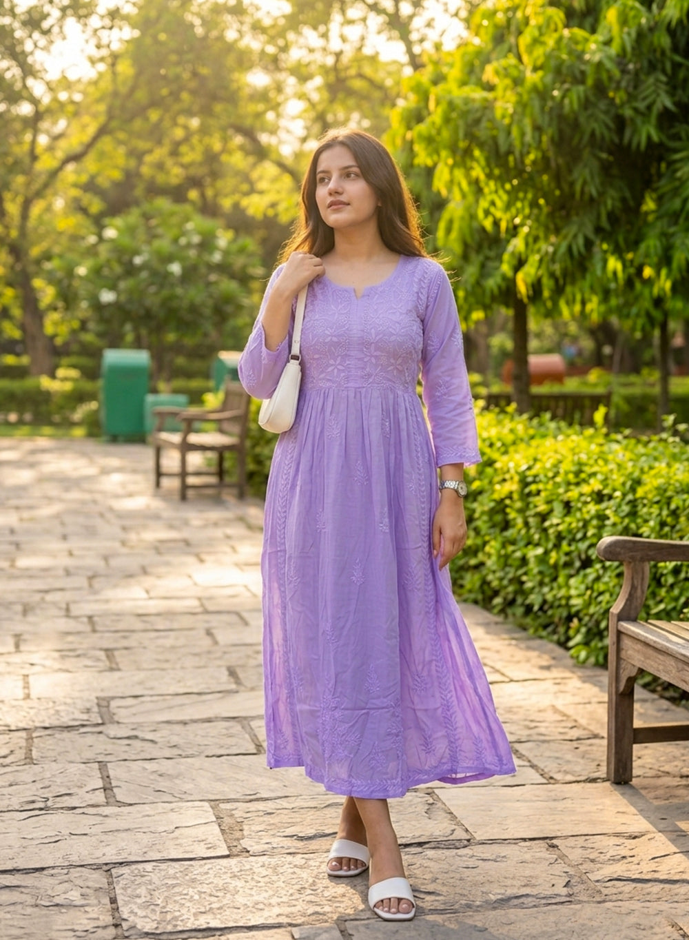 Mirha Lavender - Aarzoo Muslin Hand Embroidered Chikankari Kurta