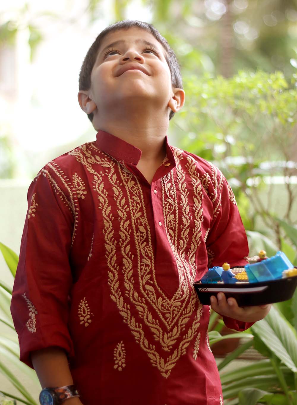 Maroon & Brown - Cotton Chikankari Kurta