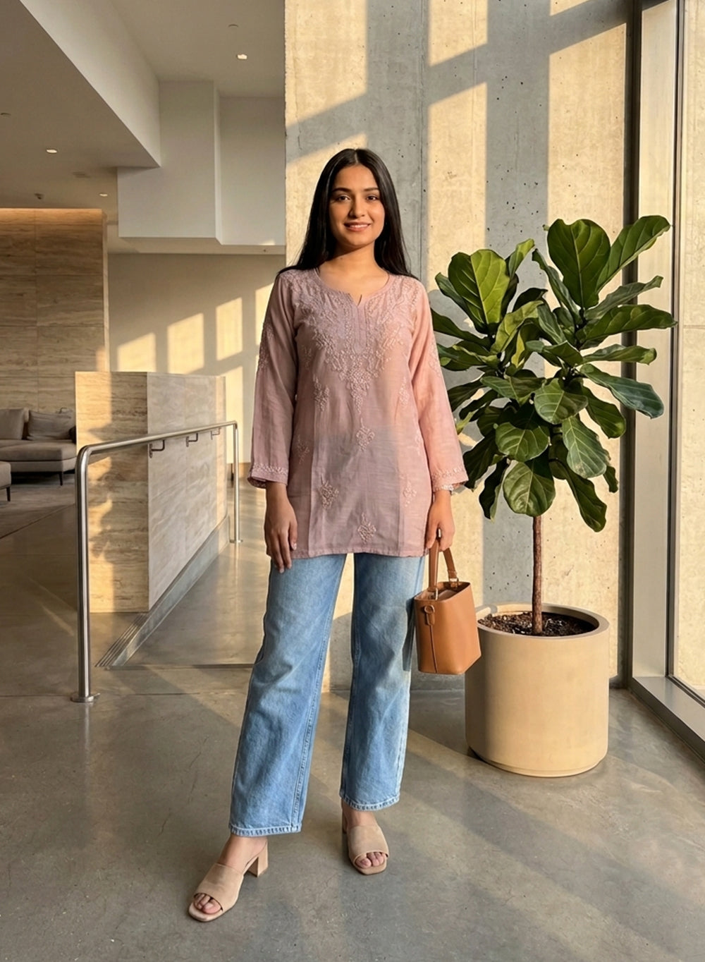 Alia Mocha - Gulshan Muslin Chikankari Short Top
