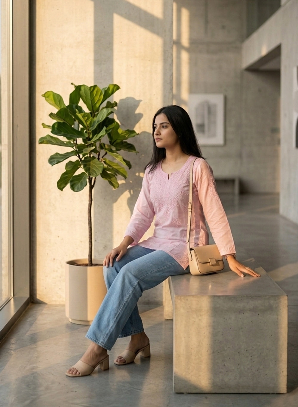 Alia Pale Mauve - Gulshan Muslin Chikankari Short Top