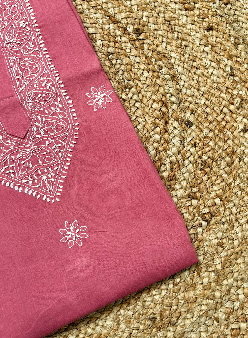 Pink - Nawab Cotton Men Chikankari Long Kurta