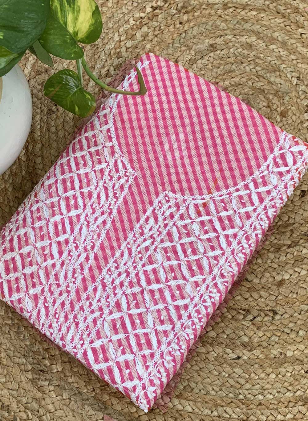 Pink Lehariya - Dhoop Kinaray Kota Kurta Fabric