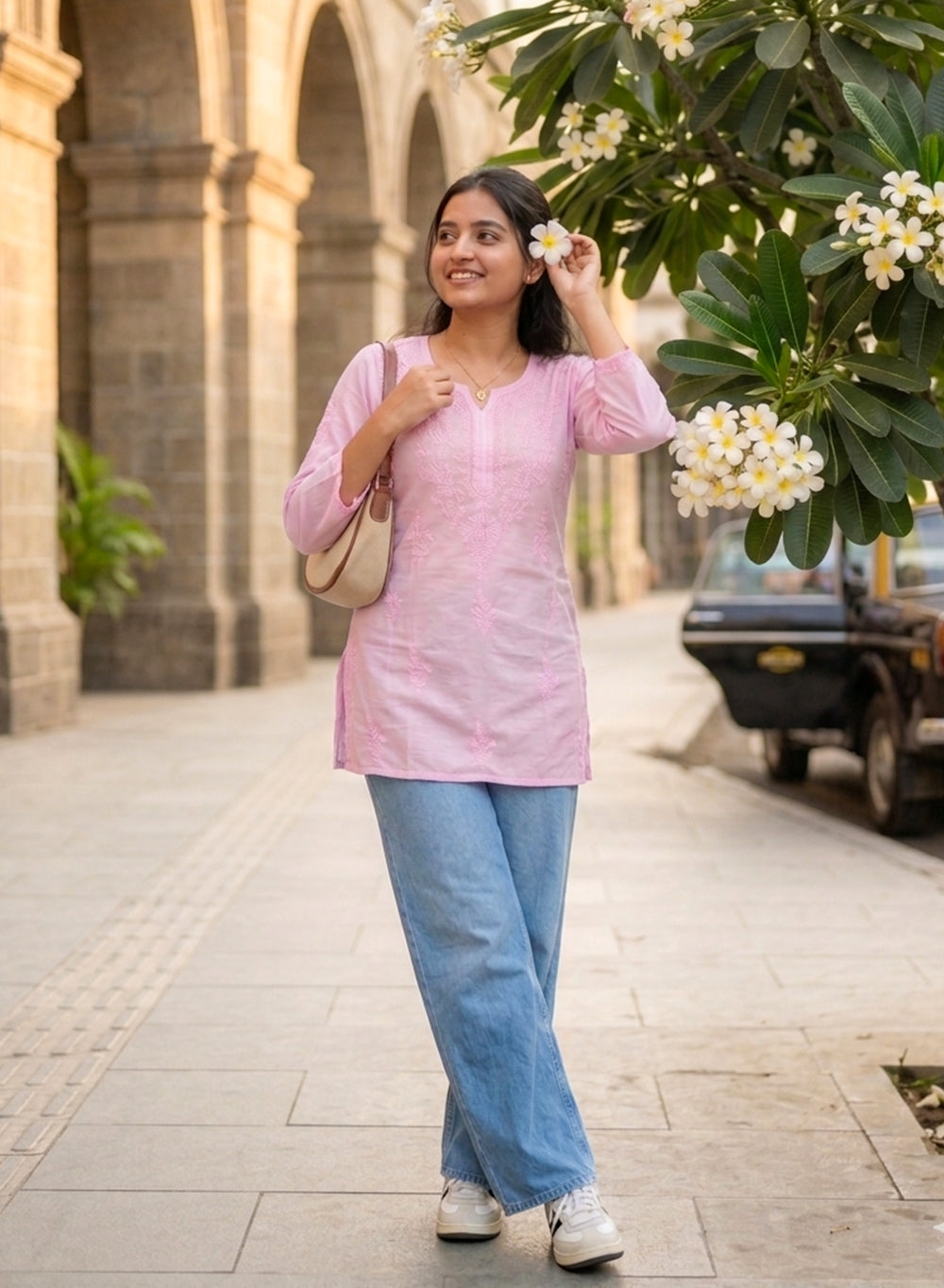 Alia Baby Pink - Gulshan Muslin Chikankari Short Top