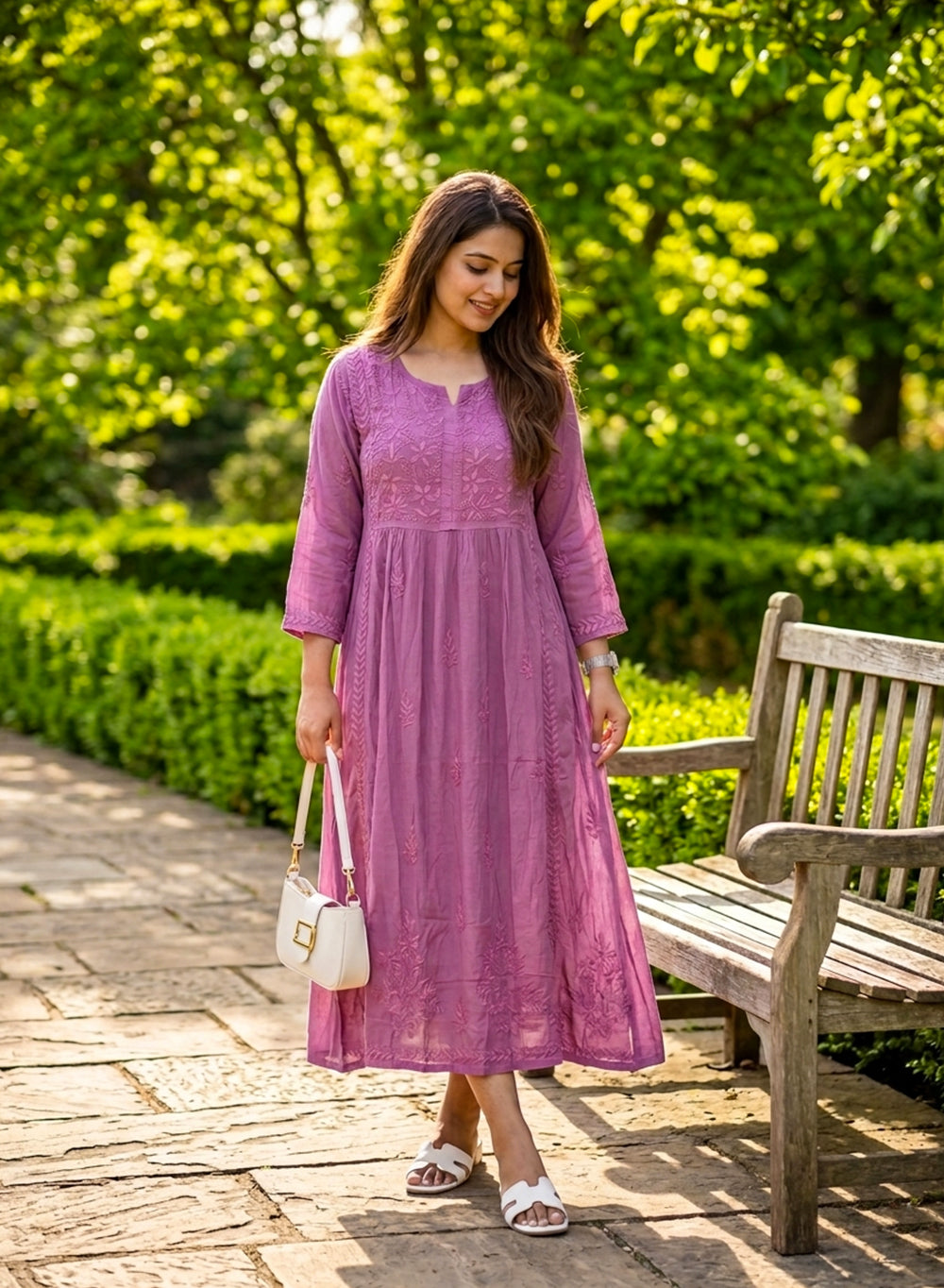 Mirha Purple - Aarzoo Muslin Hand Embroidered Chikankari Kurta