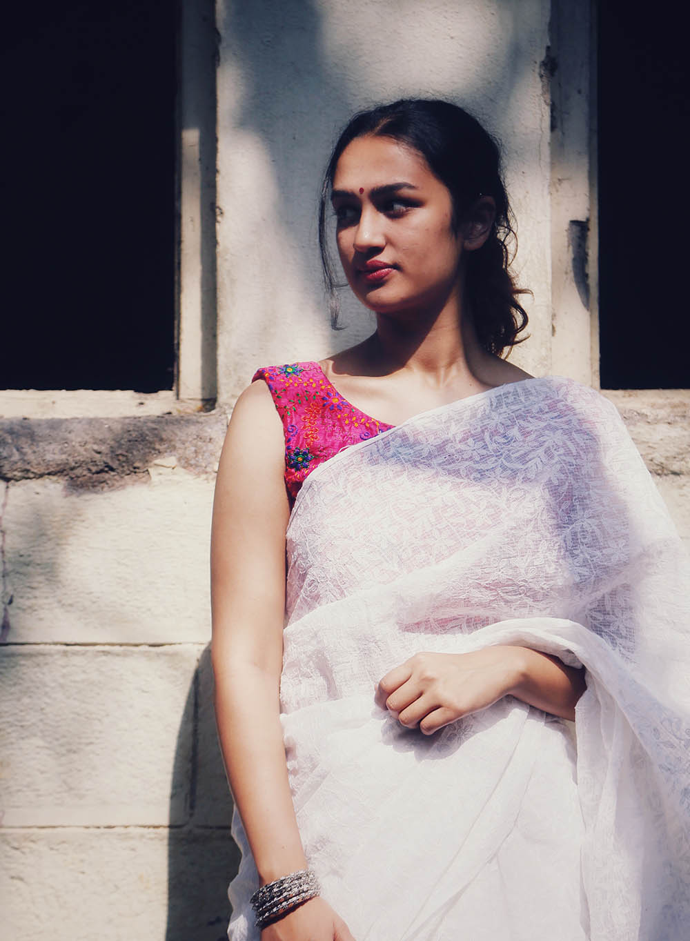 Shabnam White Full Jaal - Aks Cotton Tepchi  Chikankari Saree
