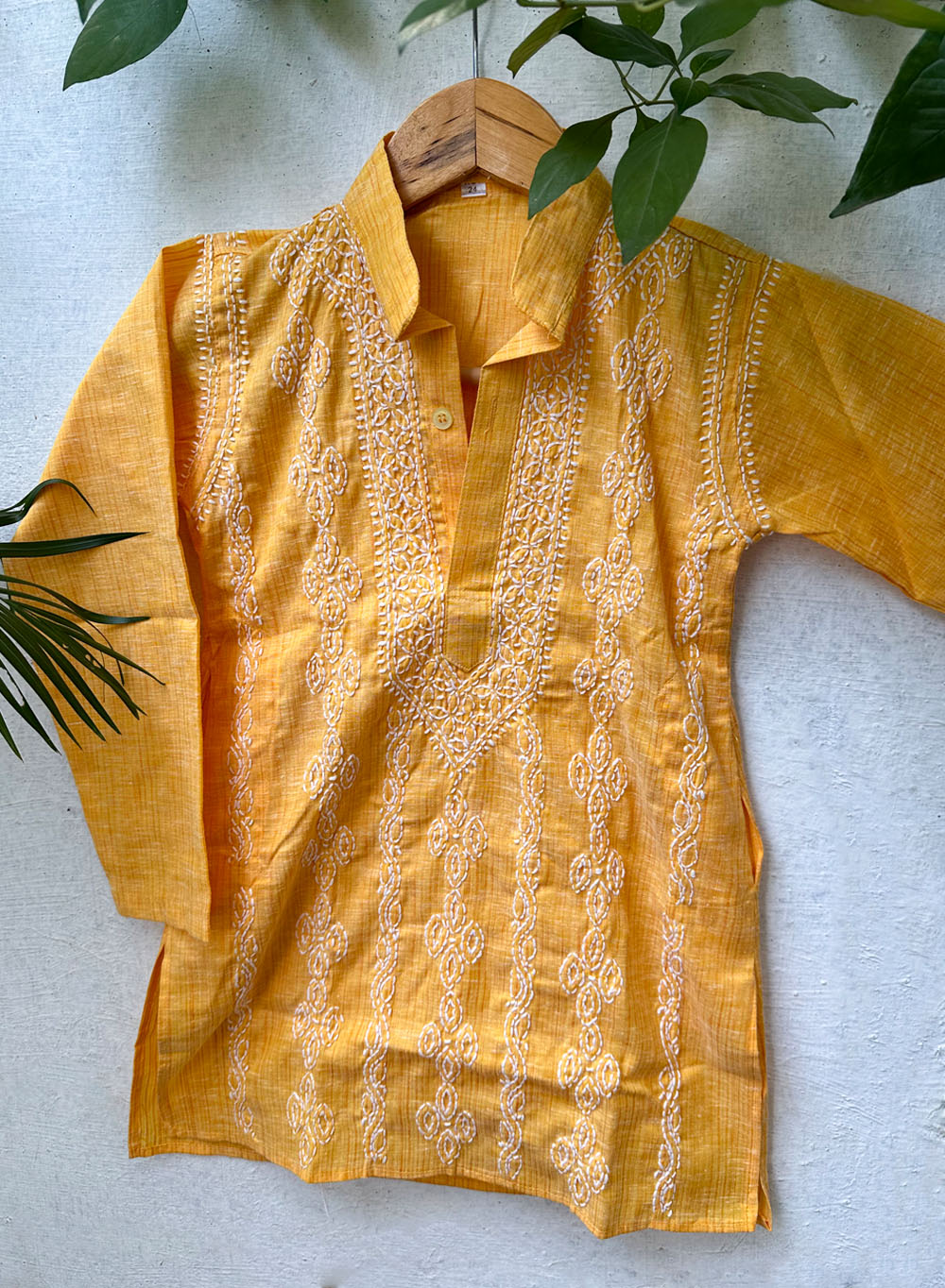 Vedant Yellow - Nanhe Farishtey Cotton Chikankari Kurta