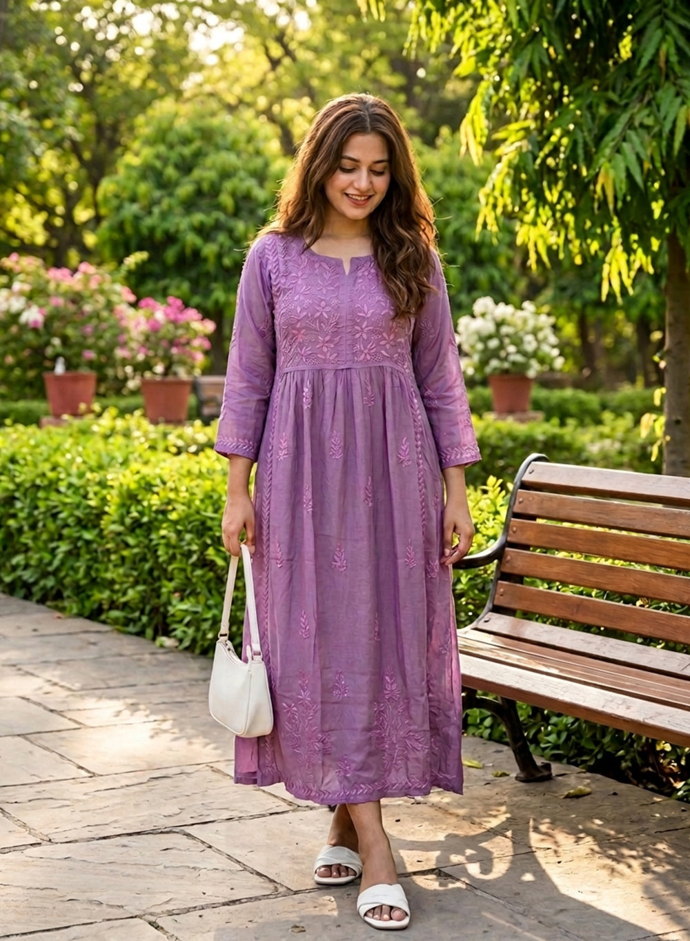 Mirha Violet - Aarzoo Muslin Hand Embroidered Chikankari Kurta