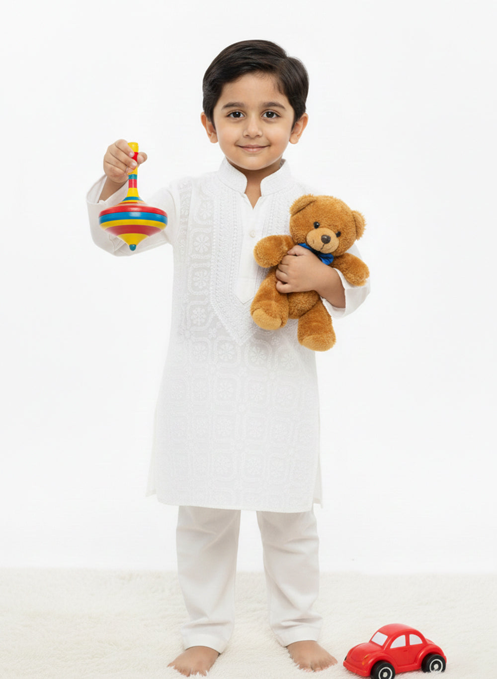 White Front Jaal - Cotton Chikankari Kurta