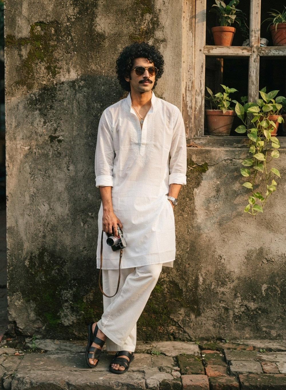 White - Nawab Shoulder Daraz Cotton Chikankari Kurta