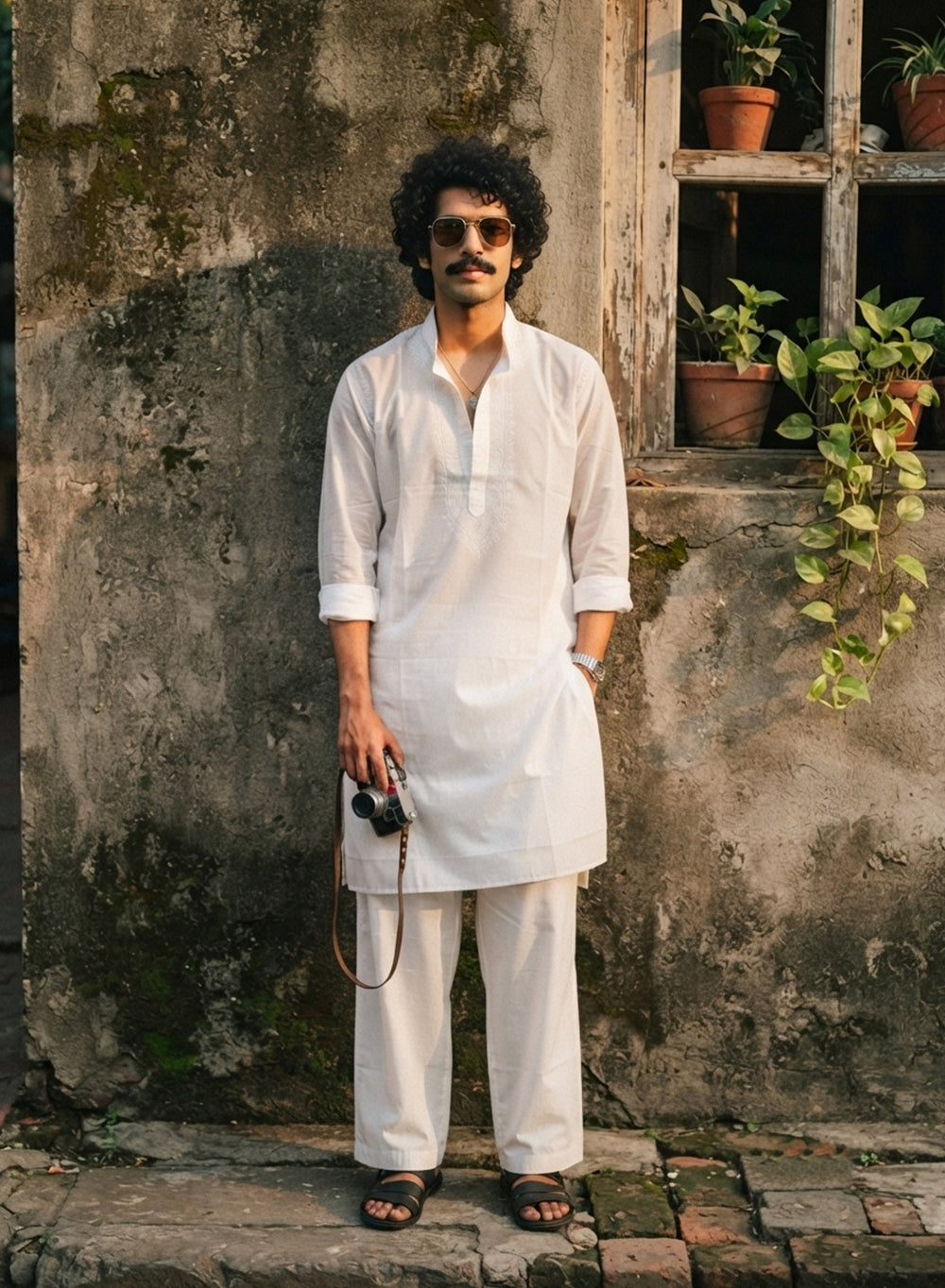 White - Nawab Shoulder Daraz Cotton Chikankari Kurta