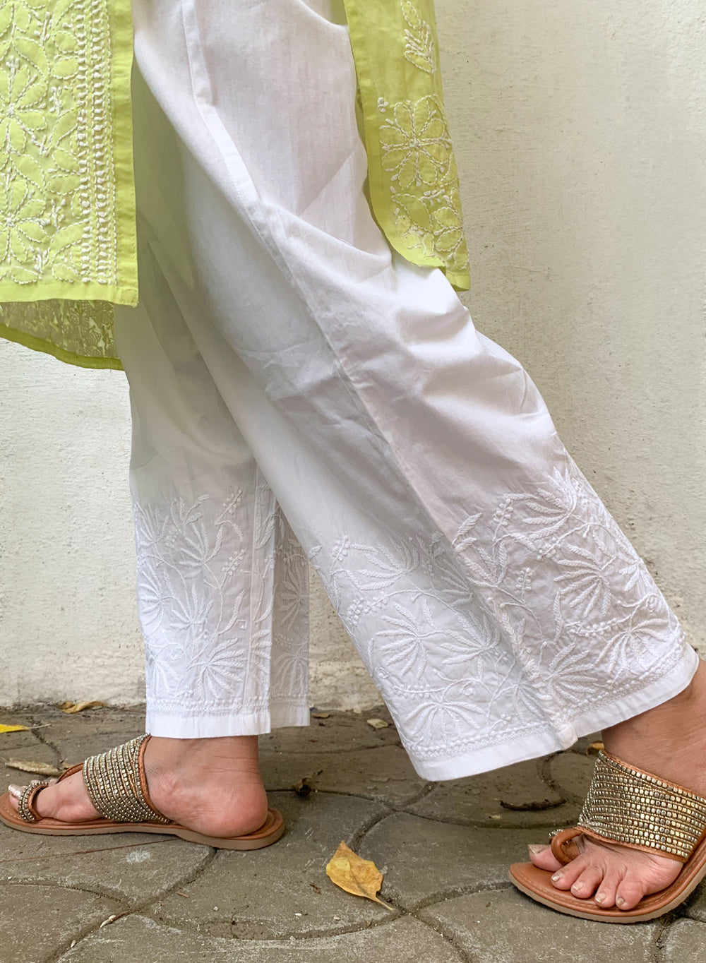 White Pure Cotton - Ta'abeer Chikankari Palazzo