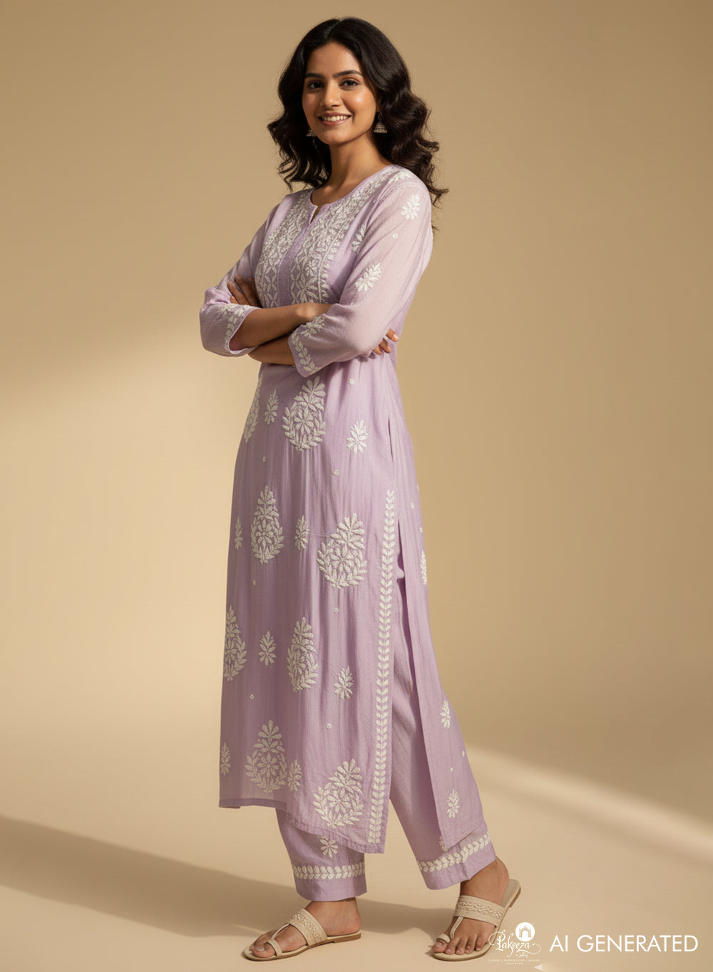 Lilac - Muslin Nargis Chikankari Co-ord Set