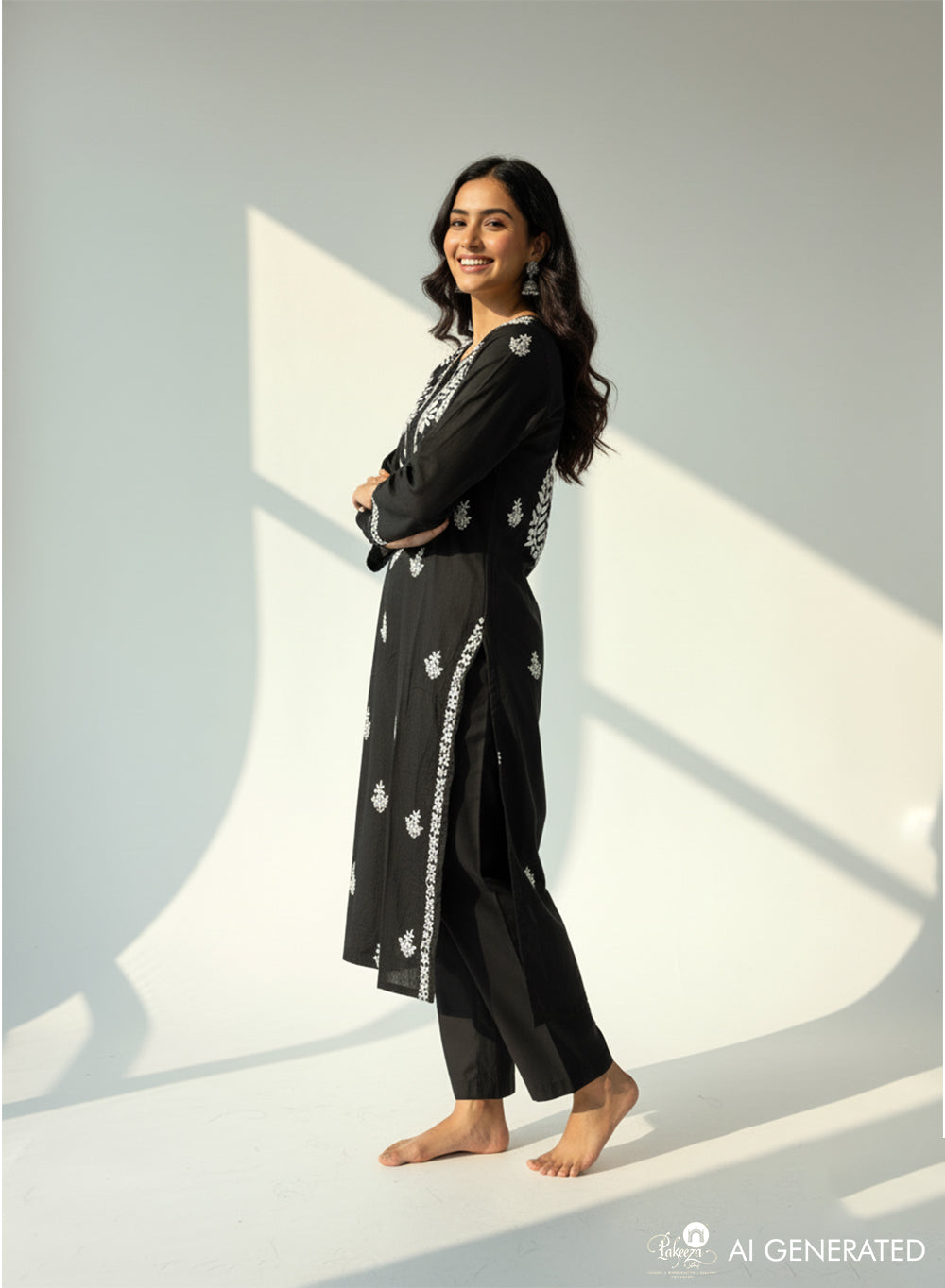 Afsoon Black - Bahaar Modal Chikankari Kurta