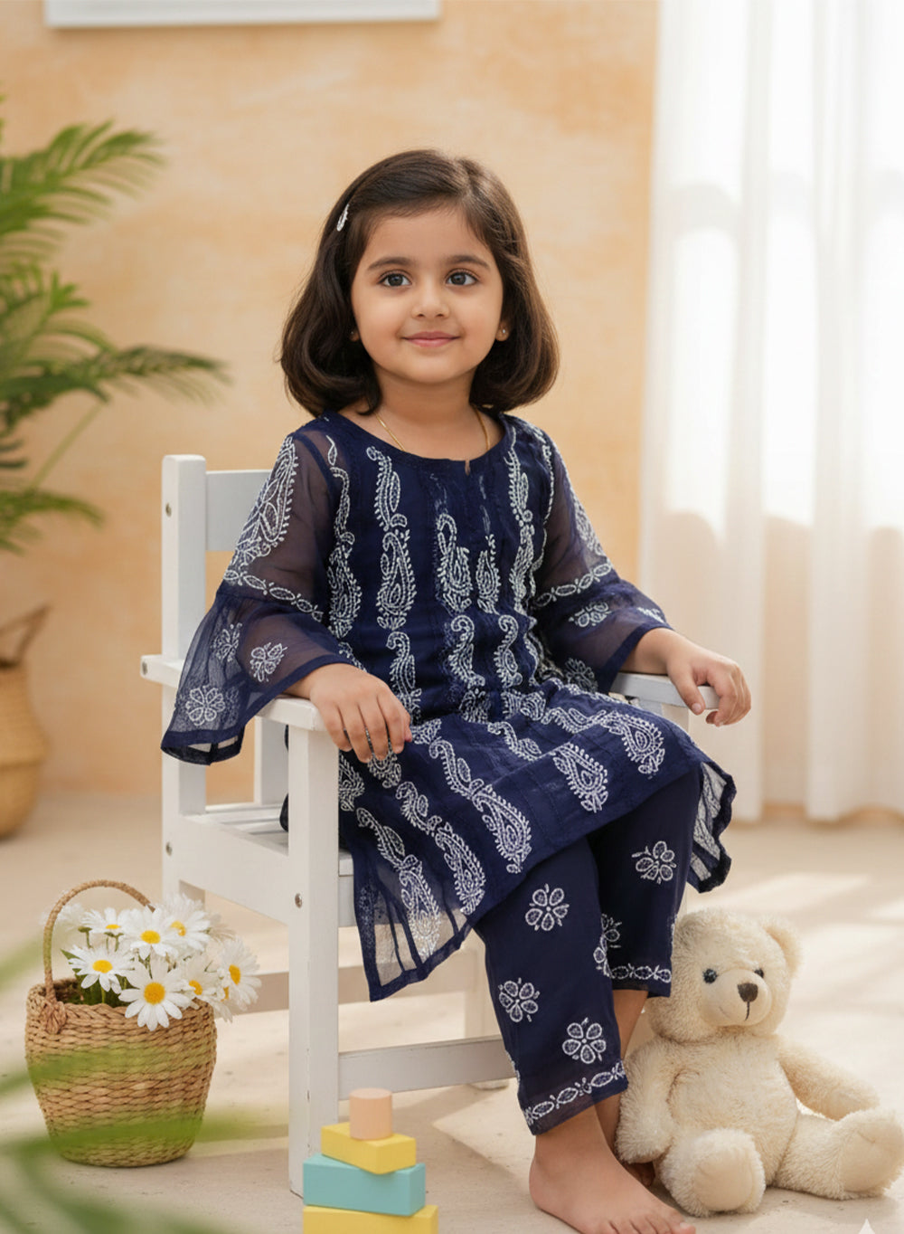 Ira Navy Blue - Nanhe Farishtery Georgette Set