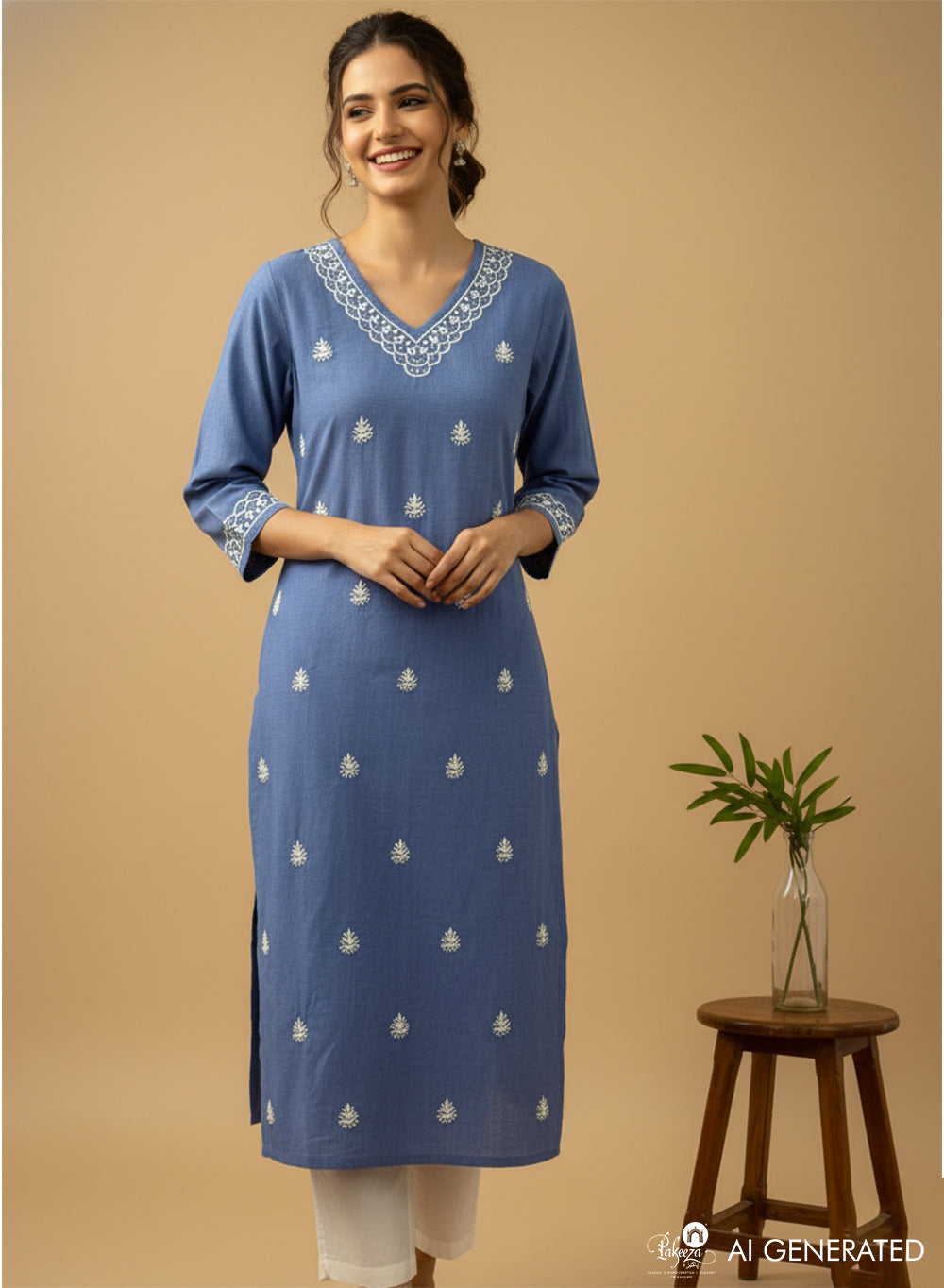 Denim - Bahaar Cotton Chikankari Kurta