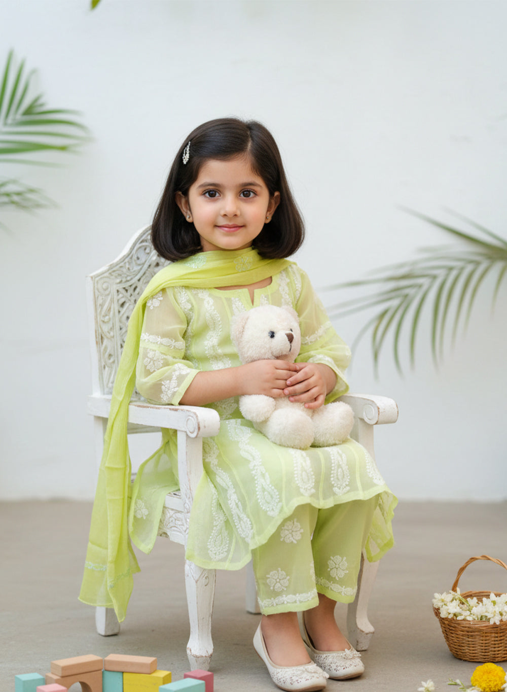 Ira Light Green - Nanhe Farishtery Georgette Set