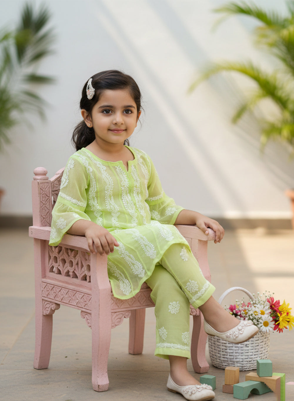 Ira Light Green - Nanhe Farishtery Georgette Set