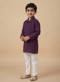 Violet Front Jaal - Cotton Chikankari Kurta With Self Thread Work & Pajama